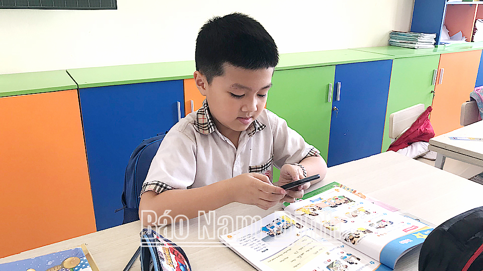 Nhiều học sinh trên địa bàn thành phố Nam Định kết hợp sách truyền thống và mạng internet để phục vụ cho việc học.