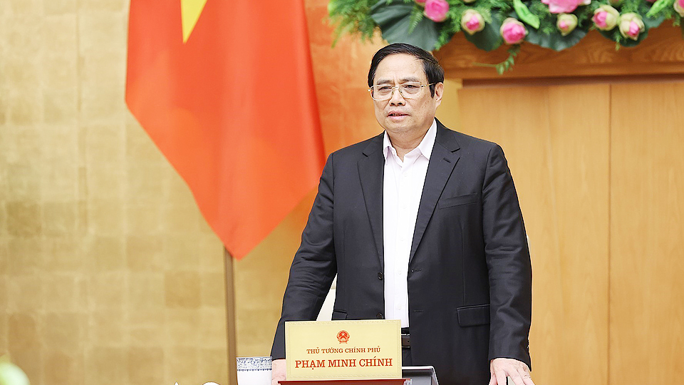Thủ tướng Chính phủ Phạm Minh Chính phát biểu tại phiên họp.  Ảnh: Dương Giang/TTXVN