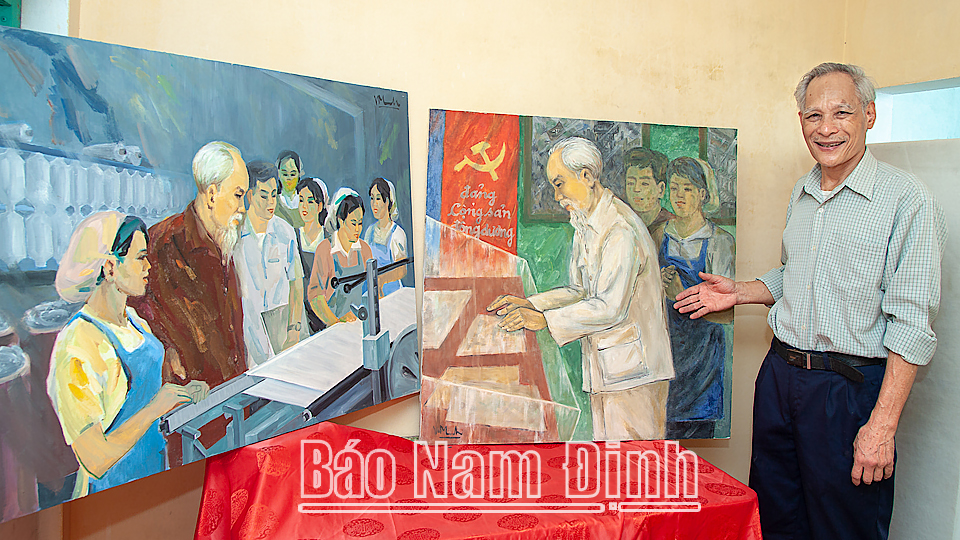Họa sĩ Vũ Minh, Hội viên Hội Văn học - Nghệ thuật tỉnh và các tác phẩm vẽ Bác Hồ.