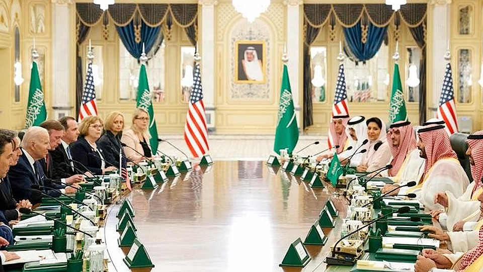 Cuộc làm việc của các nhà lãnh đạo và quan chức cấp cao Mỹ-Saudi Arabia. (Ảnh TRIWORLD)