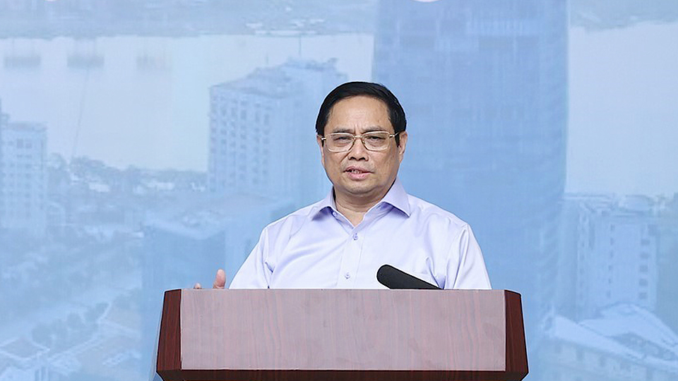 Thủ tướng Chính phủ Phạm Minh Chính phát biểu tại Hội nghị.  Ảnh: Dương Giang-TTXVN