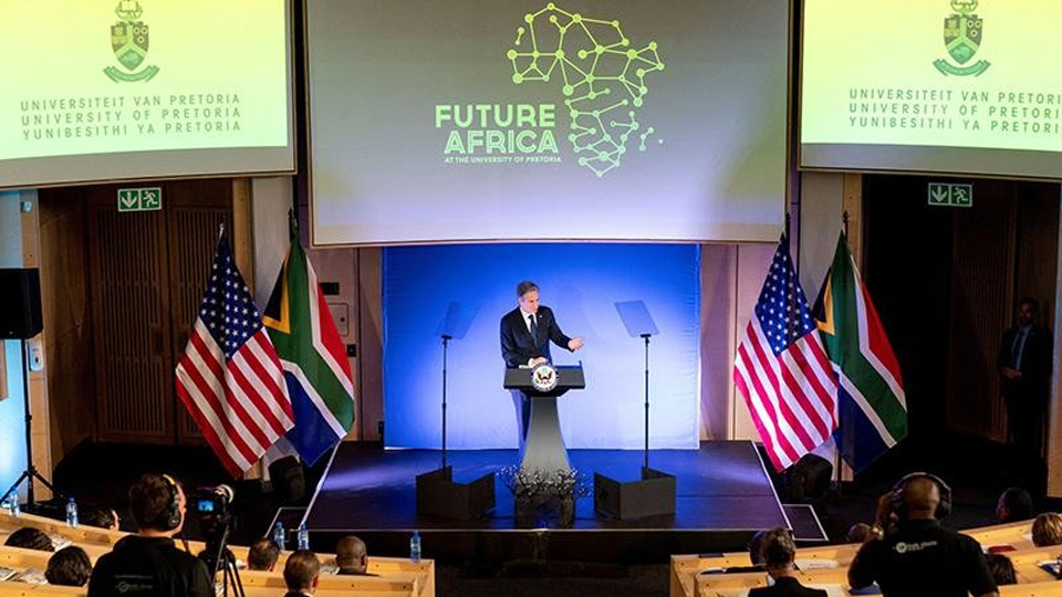 Bộ trưởng Ngoại giao A.Blinken công bố chính sách châu Phi mới của Mỹ. (Ảnh REUTERS) 