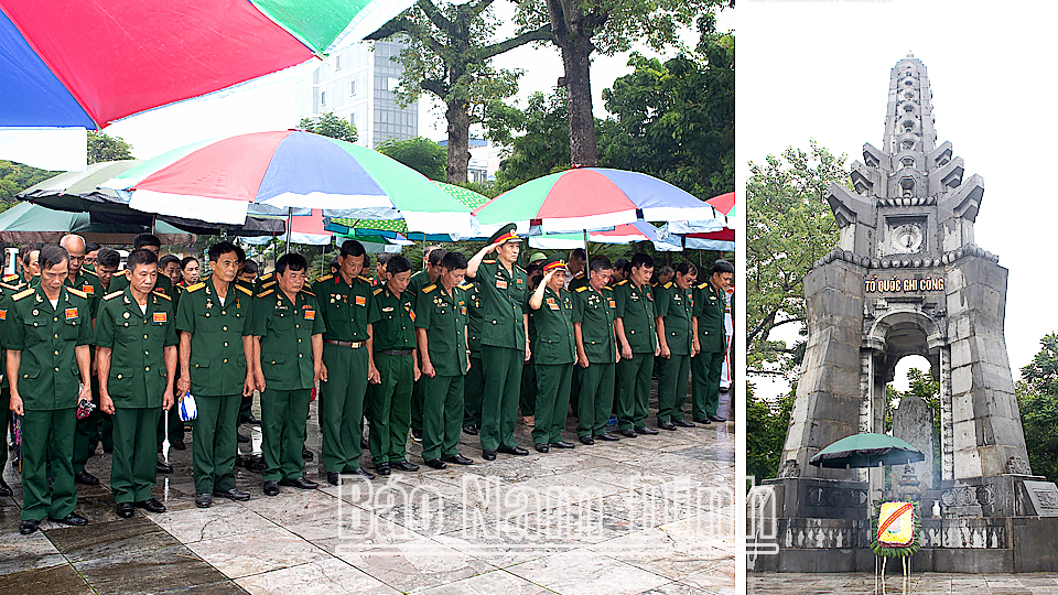 Đoàn đại biểu CCB tỉnh dâng hương tại Đài tưởng niệm các Anh hùng Liệt sĩ tỉnh.