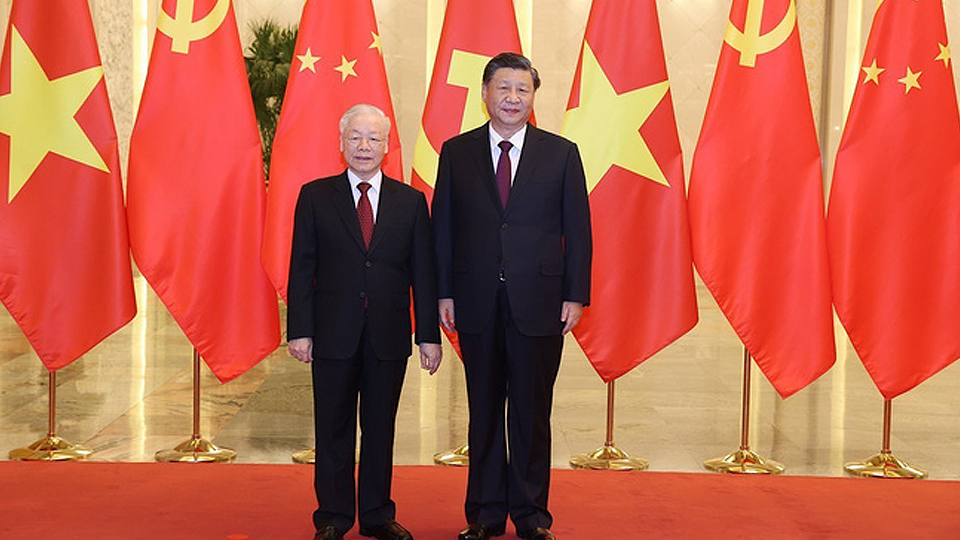 Tổng Bí thư Nguyễn Phú Trọng và Tổng Bí thư, Chủ tịch nước Trung Quốc Tập Cận Bình (Ảnh: TTXVN)