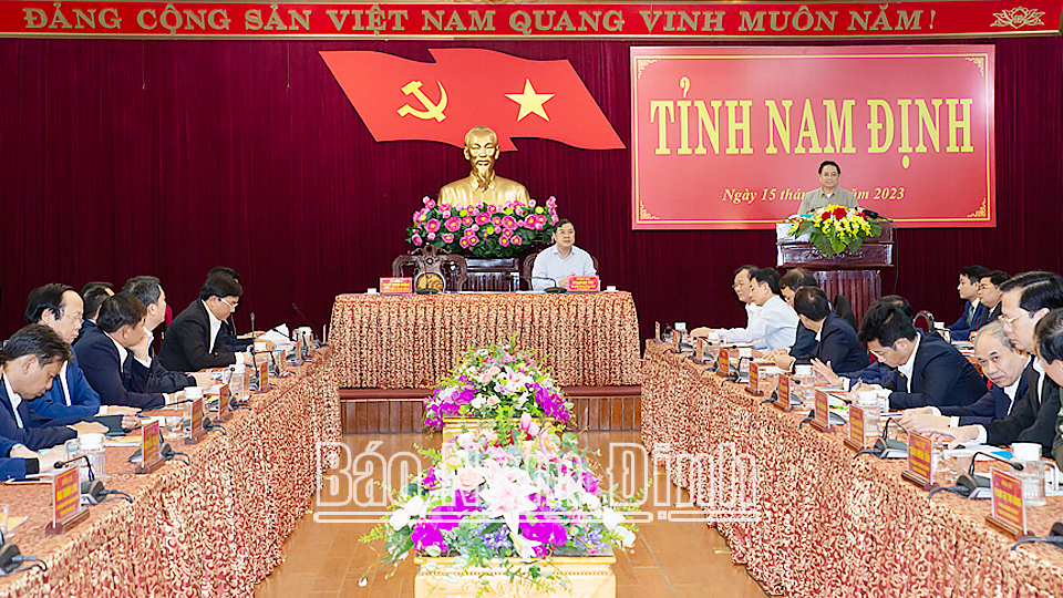 Quang cảnh buổi làm việc của Thủ tướng Chính phủ Phạm Minh Chính với tỉnh Nam Định.