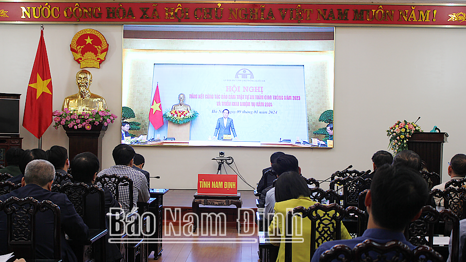 Quang cảnh hội nghị tại điểm cầu tỉnh Nam Định. 
