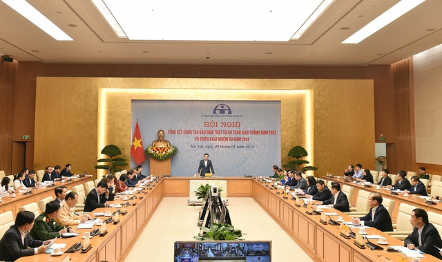 Hội nghị Tổng kết công tác đảm bảo an toàn giao thông năm 2023 và triển khai nhiệm vụ năm 2024 sáng ngày 9/1 - Ảnh: VGP/Phan Trang

