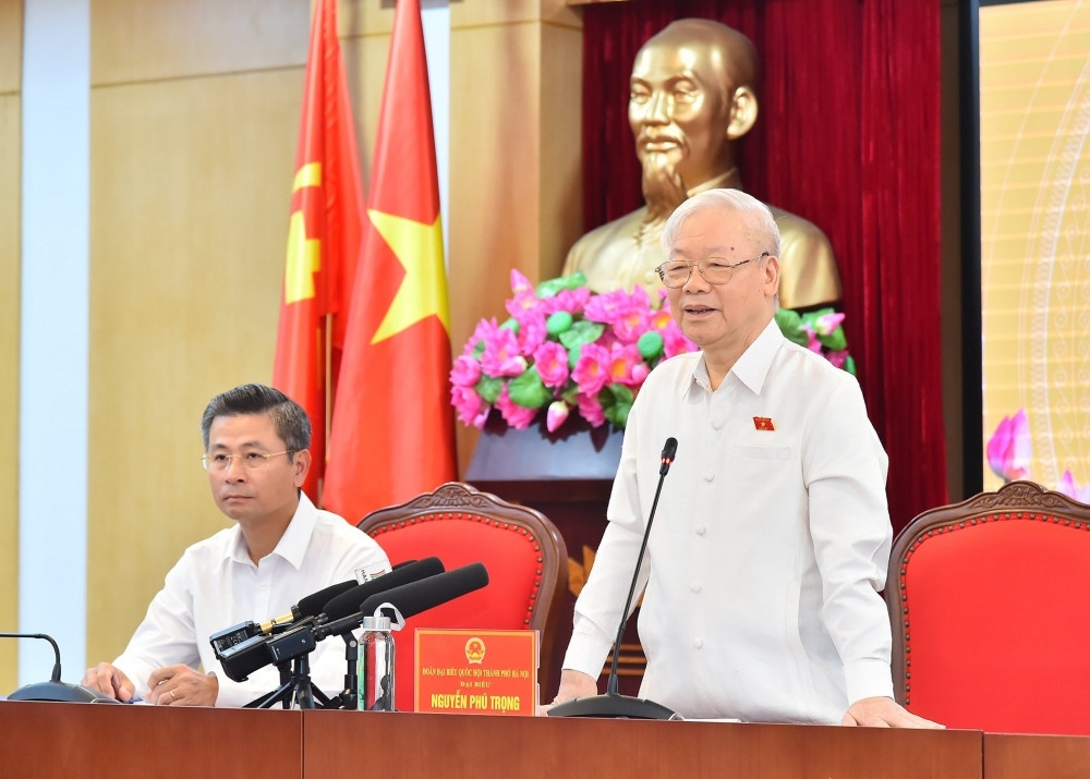 Tổng Bí thư Nguyễn Phú Trọng trong một cuộc tiếp xúc cử tri trước Kỳ họp thứ 6 Quốc hội khóa XV