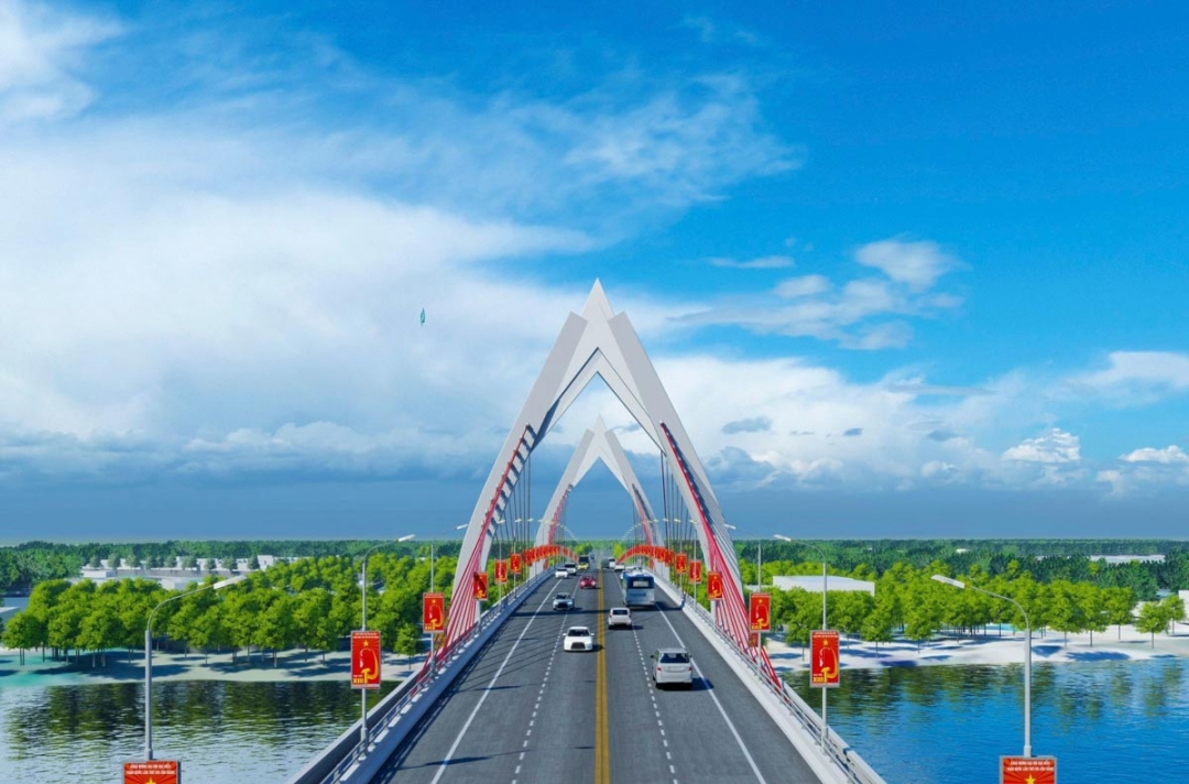 Dáng dấp cây cầu dây văng đầu tiên 1.200 tỉ ở Nam Định