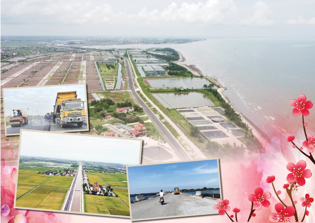Tuyến đường bộ ven biển dài 65,58 km, đoạn qua tỉnh Nam Định có tổng mức đầu tư gần 2.700 tỉ đồng đang dần hình thành.
