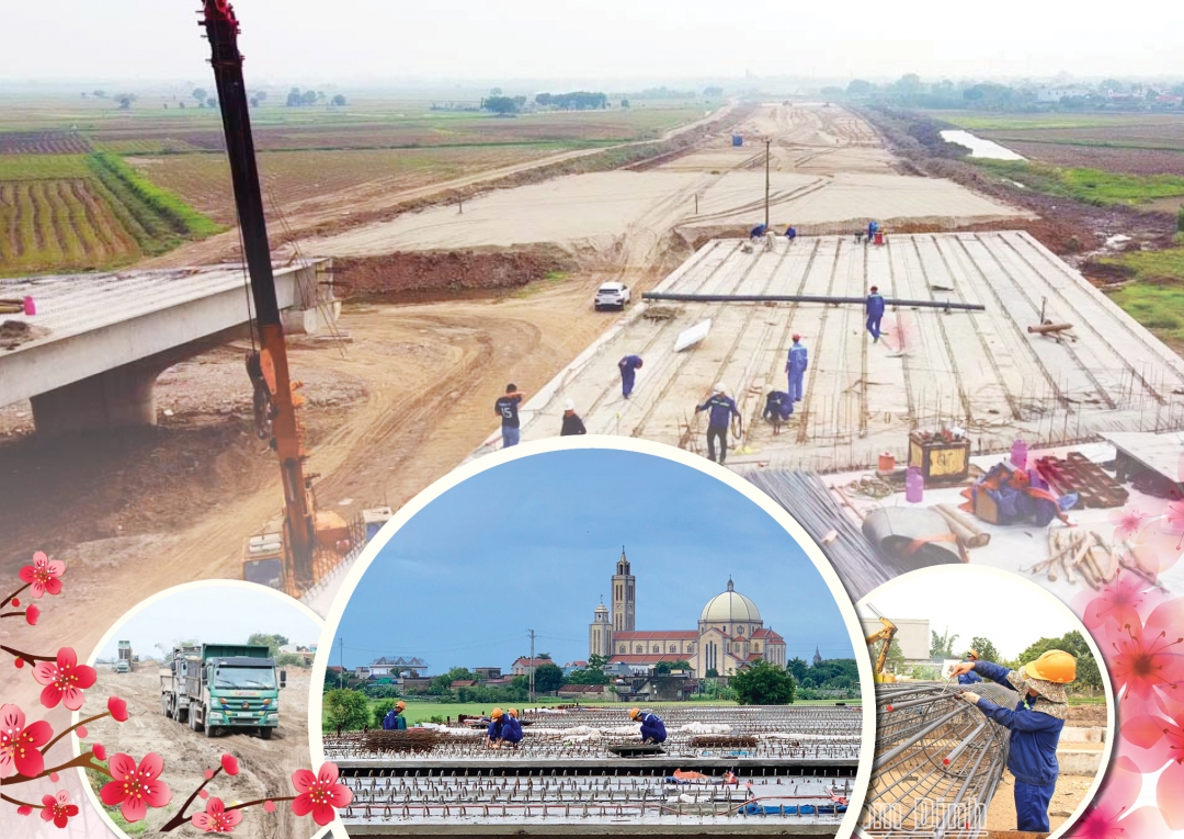 Dự án xây dựng tuyến đường bộ mới Nam Định - Lạc Quần - Đường bộ ven biển đang được đẩy nhanh tiến độ thi công.