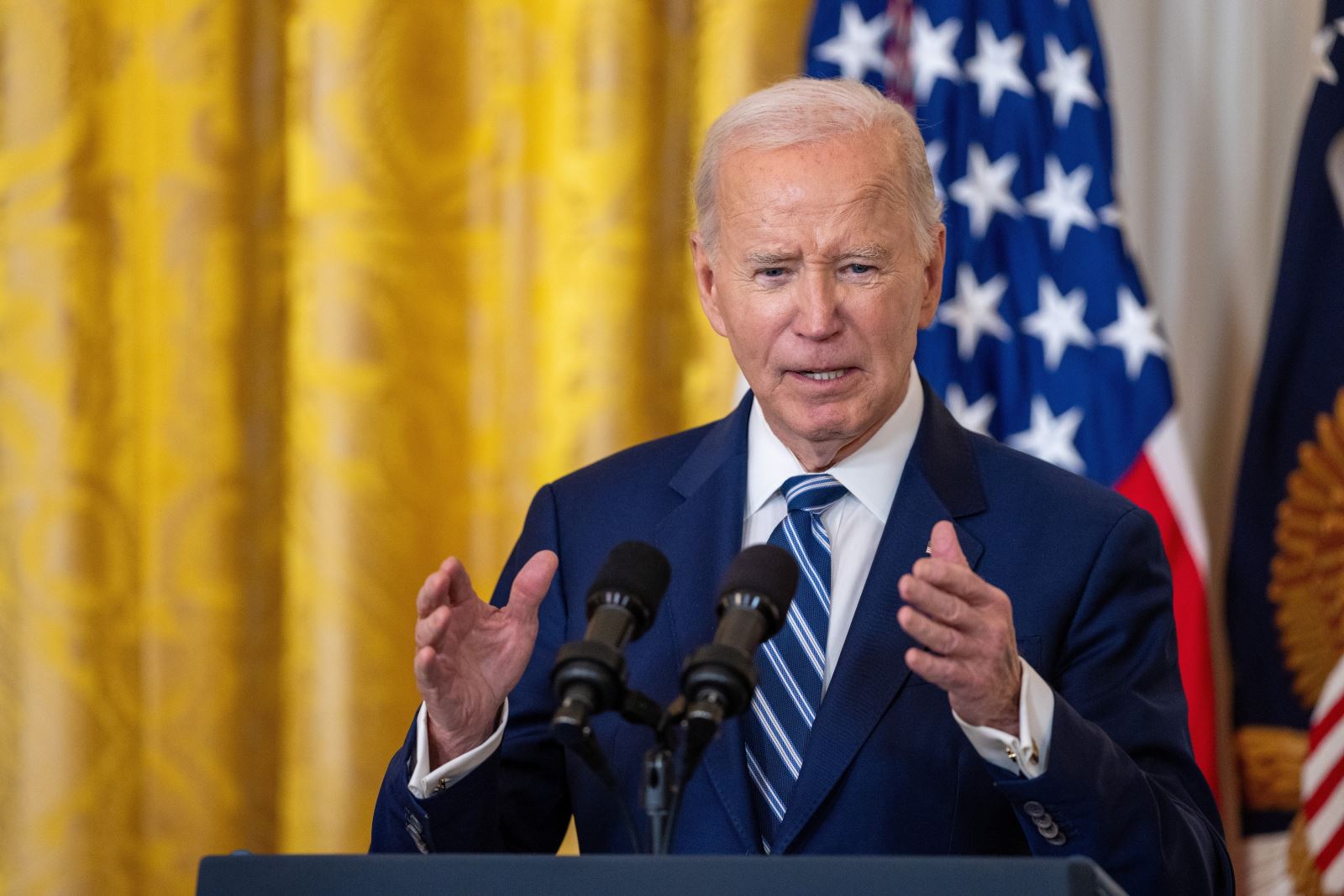 Tổng thống Mỹ Joe Biden phát biểu tại Nhà Trắng. Ảnh: THX/TTXVN
