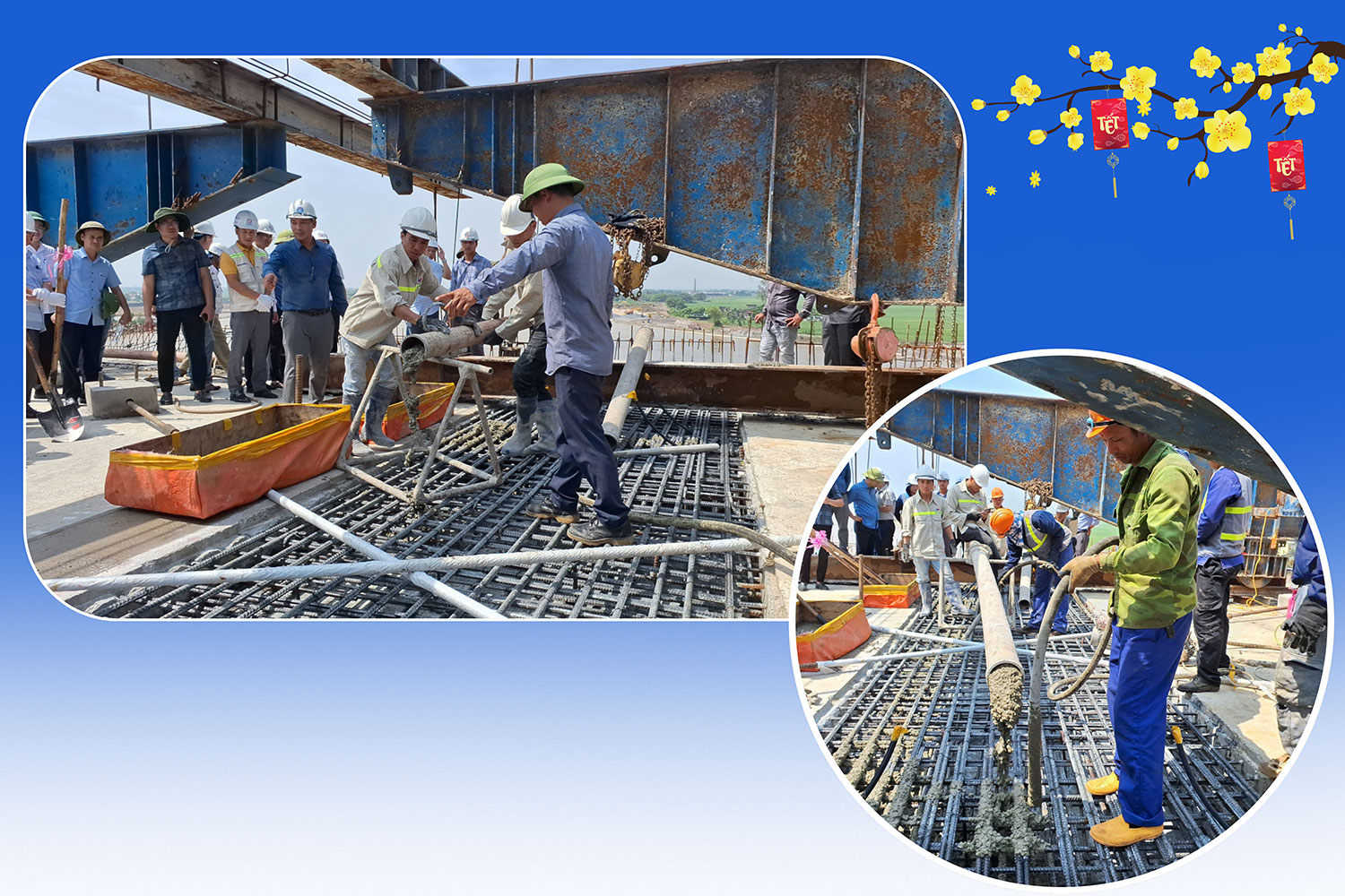 Hợp long cầu Đống Cao thuộc tuyến đường trục phát triển nối vùng kinh tế biển tỉnh Nam Định với đường cao tốc Cầu Giẽ-Ninh Bình.