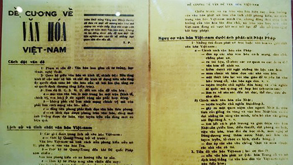 Bản Đề cương về văn hóa Việt Nam do Tổng Bí thư Trường Chinh soạn thảo năm 1943. 
Ảnh: baotanglichsu.vn