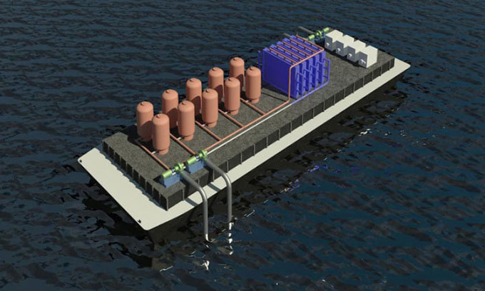 Hệ thống thu hồi carbon từ nước biển di động của MIT. (Ảnh: MIT).

