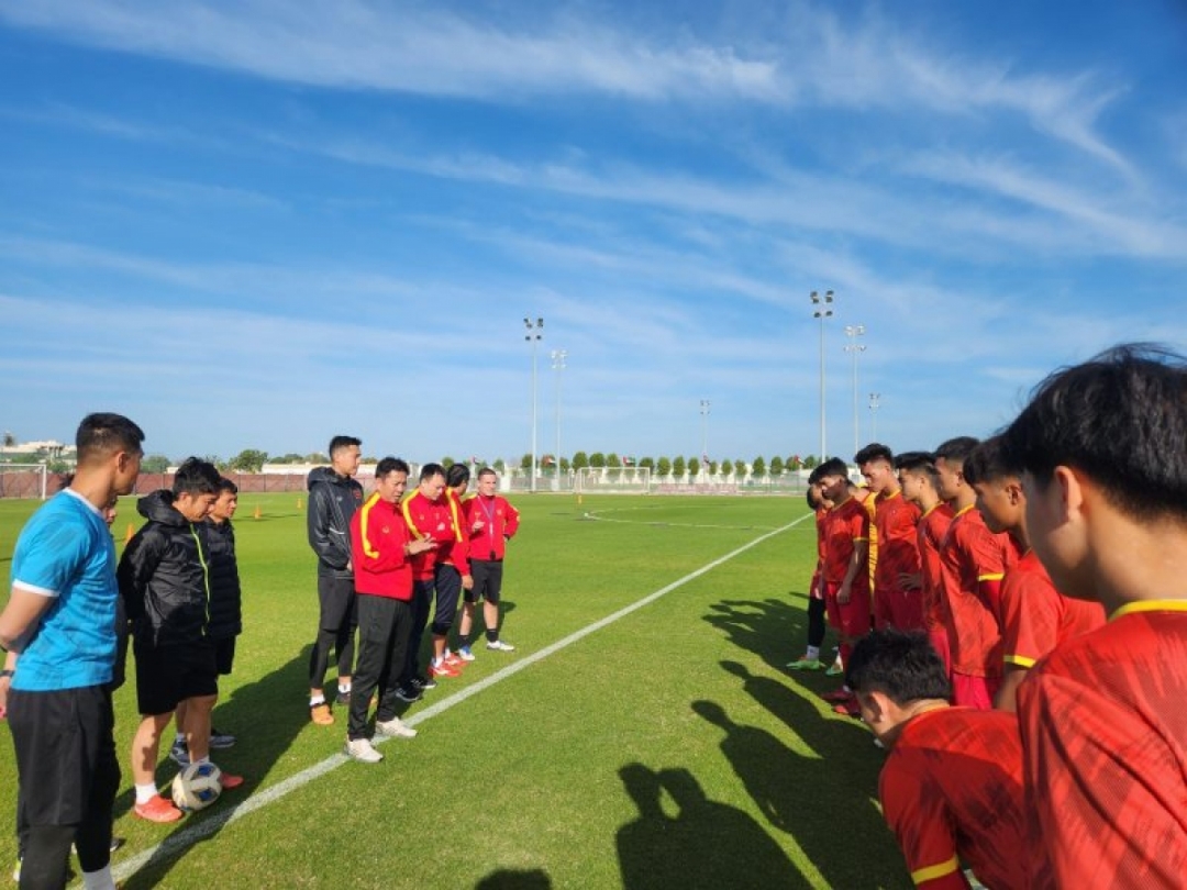 U20 Việt Nam tập luyện tại UAE. (Ảnh: VFF). 