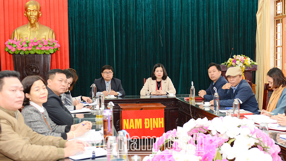 Các đại biểu tham dự họp báo tại điểm cầu tỉnh Nam Định.