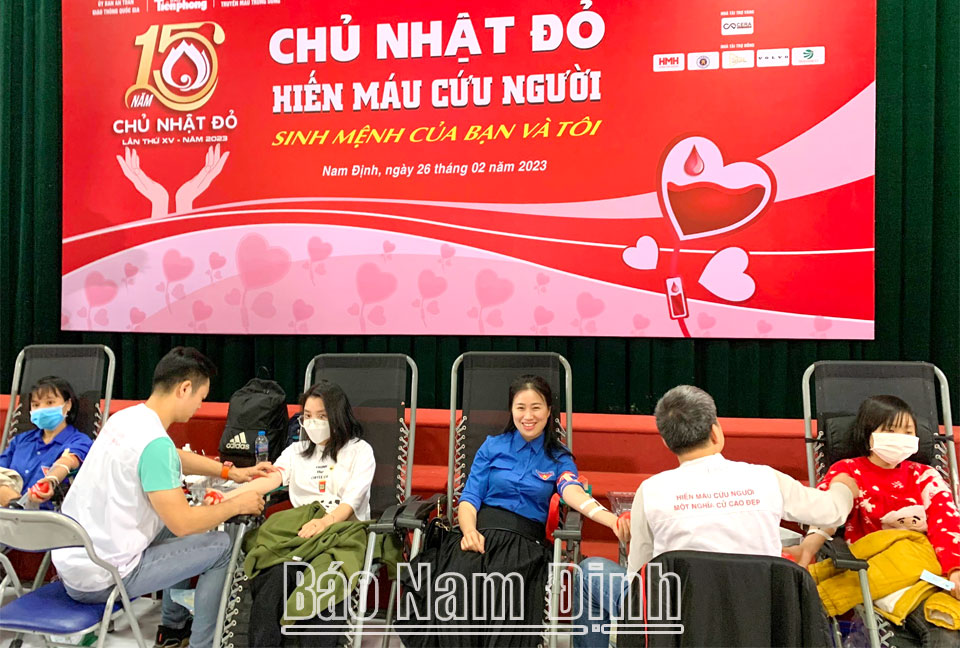 Đoàn viên, thanh niên trong tỉnh tham gia hiến máu tại chương trình “Chủ nhật đỏ” lần thứ XV, năm 2023.