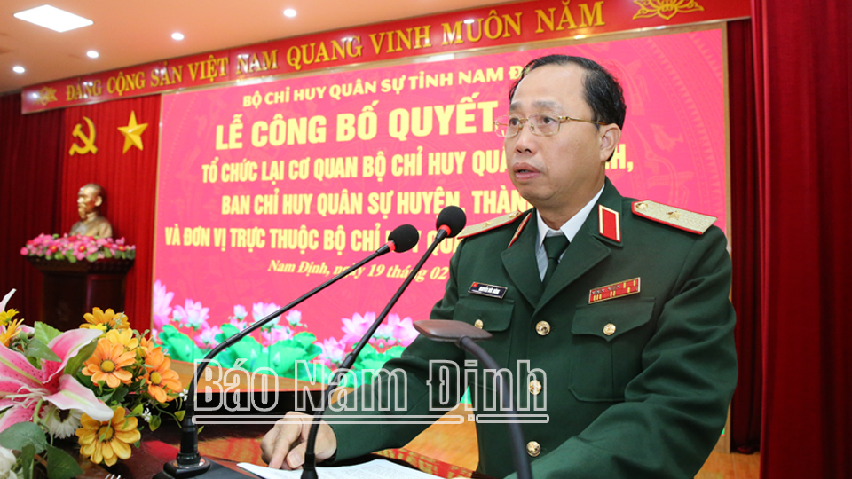 Thiếu tướng Nguyễn Đức Dũng, Phó Tư lệnh kiêm Tham mưu trưởng Bộ Tư lệnh Quân khu 3 phát biểu chỉ đạo tại lễ Công bố.
