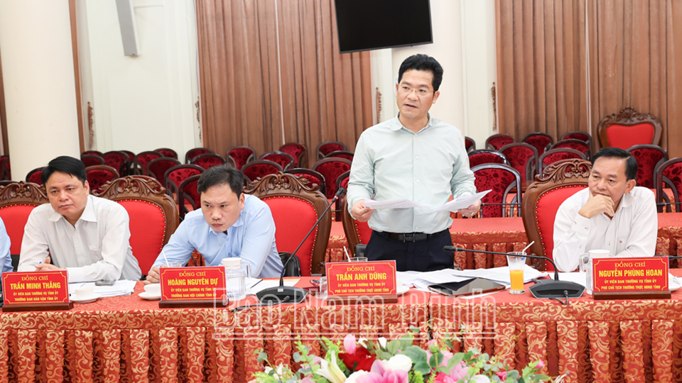 Đồng chí Trần Anh Dũng, Ủy viên Ban TVTU, Phó Chủ tịch Thường trực UBND tỉnh phát biểu tại hội nghị.
            