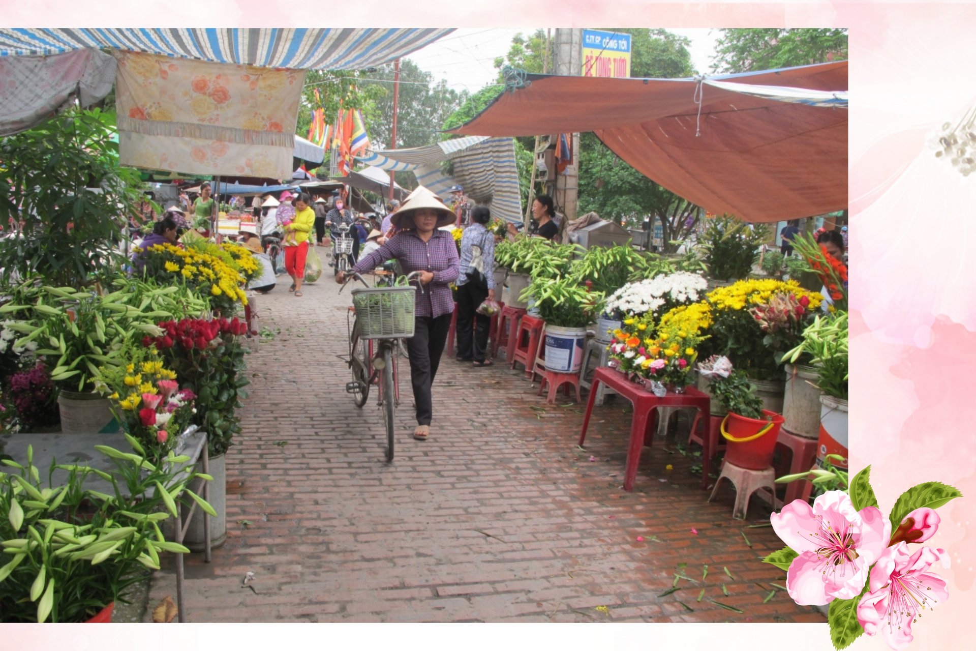 Không gian phiên chợ quê xã Xuân Hòa (Xuân Trường) ngày Tết.