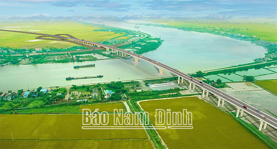 Phối cảnh Cầu vượt sông Đáy nối tỉnh Nam Định và tỉnh Ninh Bình, thuộc tuyến đường bộ cao tốc Ninh Bình - Nam Định - Thái Bình - Hải Phòng