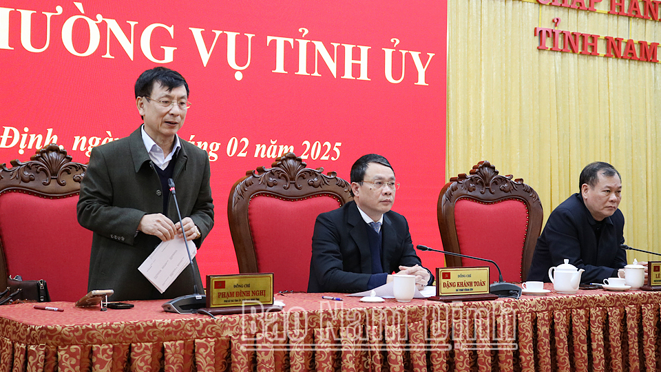 Đồng chí Phạm Đình Nghị, Phó Bí thư Tỉnh ủy, Chủ tịch UBND tỉnh phát biểu chỉ đạo hội nghị.