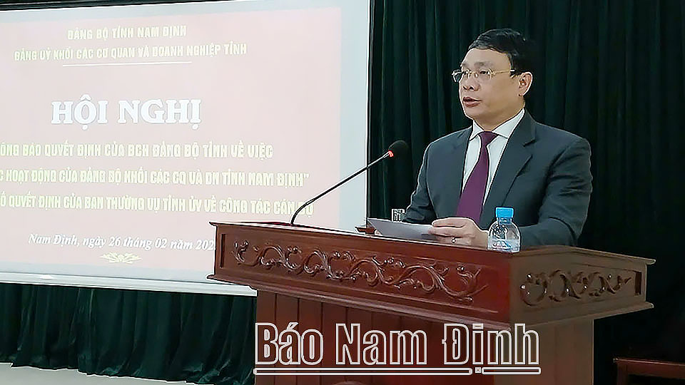 Đồng chí Bí thư Tỉnh ủy Đặng Khánh Toàn phát biểu tại hội nghị.