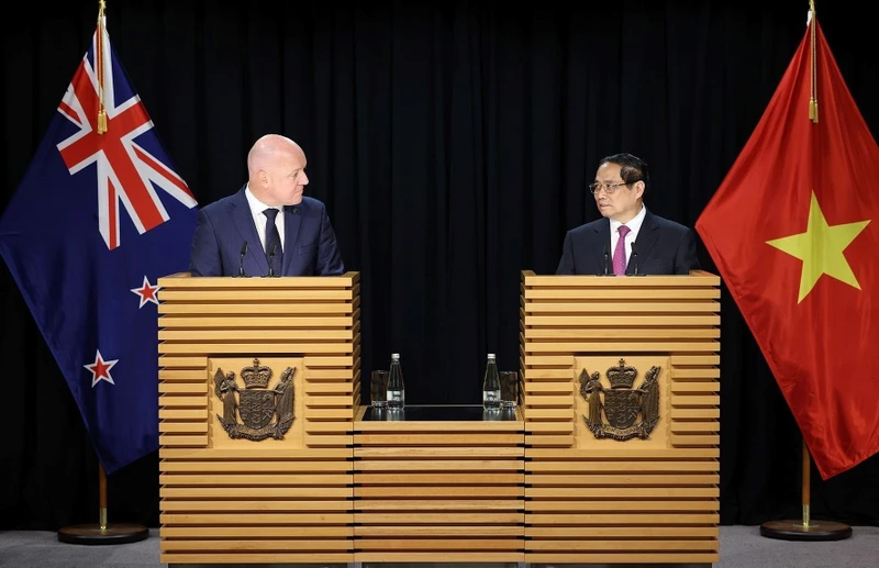 Thủ tướng Phạm Minh Chính và Thủ tướng New Zealand Christopher Luxon họp báo