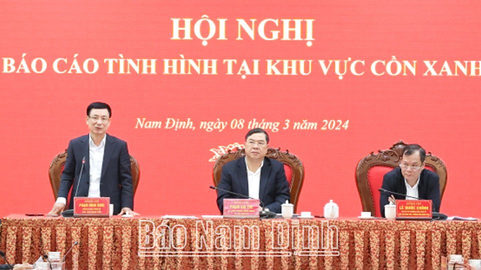 Đồng chí Phạm Đình Nghị, Phó Bí thư Tỉnh ủy, Chủ tịch UBND tỉnh phát biểu tại hội nghị. 