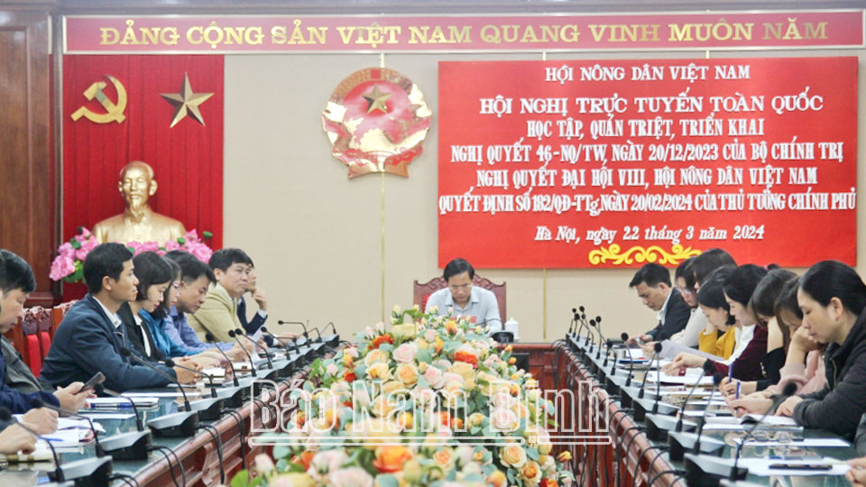 Các đại biểu dự hội nghị tại điểm cầu tỉnh Nam Định.