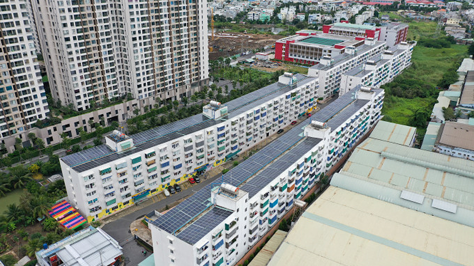 Khu nhà ở xã hội của Công ty Lê Thành trên đường Lê Tấn Bê (quận Bình Tân, TP HCM) với quy mô 930 căn hộ trong khuôn viên 18.000 m2. Ảnh: Quỳnh Trần

