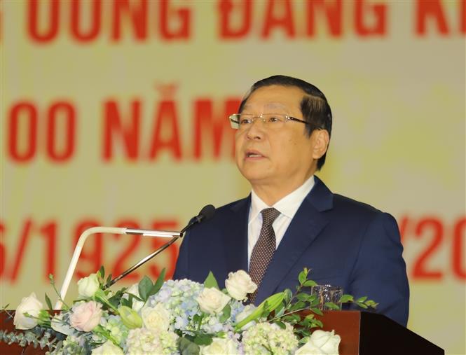Ủy viên Trung ương Đảng, Phó Trưởng Ban Thường trực Ban Tuyên giáo Trung ương Lại Xuân Môn phát biểu tại Hội nghị.