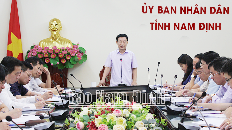 Đồng chí Chủ tịch UBND tỉnh Phạm Đình Nghị phát biểu kết luận buổi làm việc.