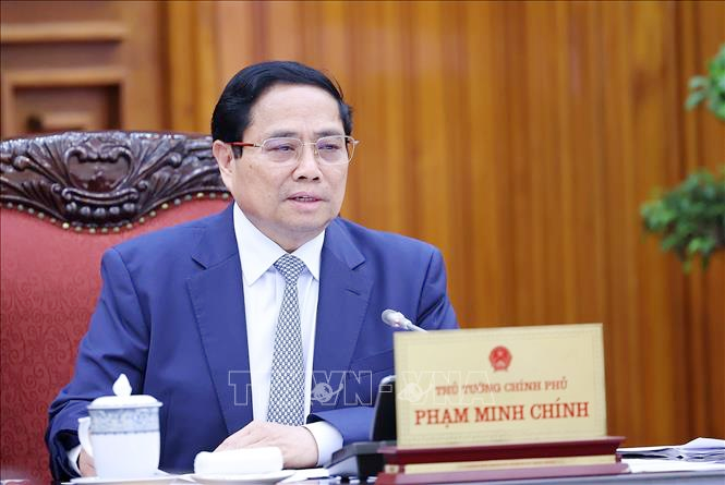 Thủ tướng Phạm Minh Chính chủ trì cuộc họp. Ảnh: Dương Giang/TTXVN
