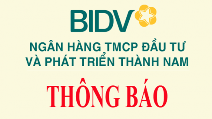 Thông báo về việc triển khai tặng quà khuyến mại khách hàng đến giao dịch nhân kỷ niệm 8 năm thành lập chi nhánh BIDV Thành Nam