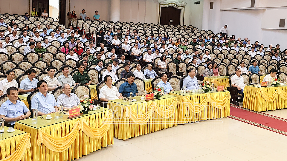 Quang cảnh hội nghị tại điểm cầu tỉnh Nam Định. 

