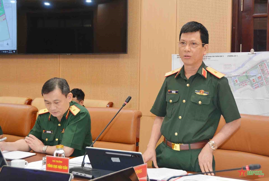  Thiếu tướng Hà Như Lợi, Phó chủ nhiệm Tổng cục Hậu cần phát biểu tại buổi làm việc.