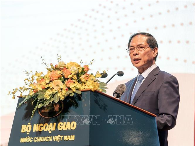 Bộ trưởng Ngoại giao Bùi Thanh Sơn đọc diễn văn kỷ niệm.