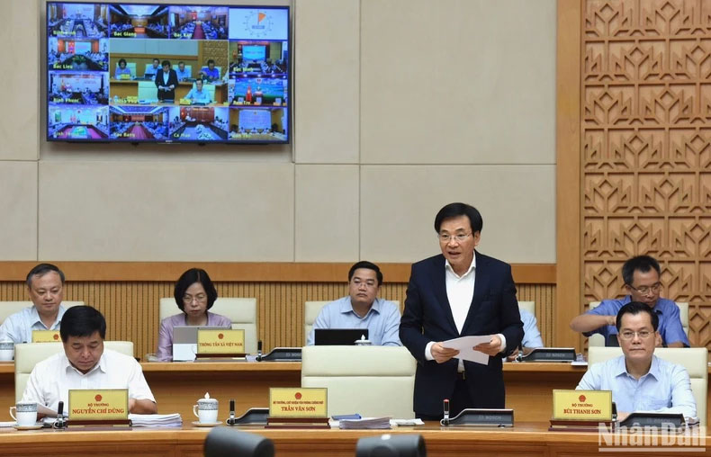 Bộ trưởng Chủ nhiệm Văn phòng Chính phủ Trần Văn Sơn phát biểu.