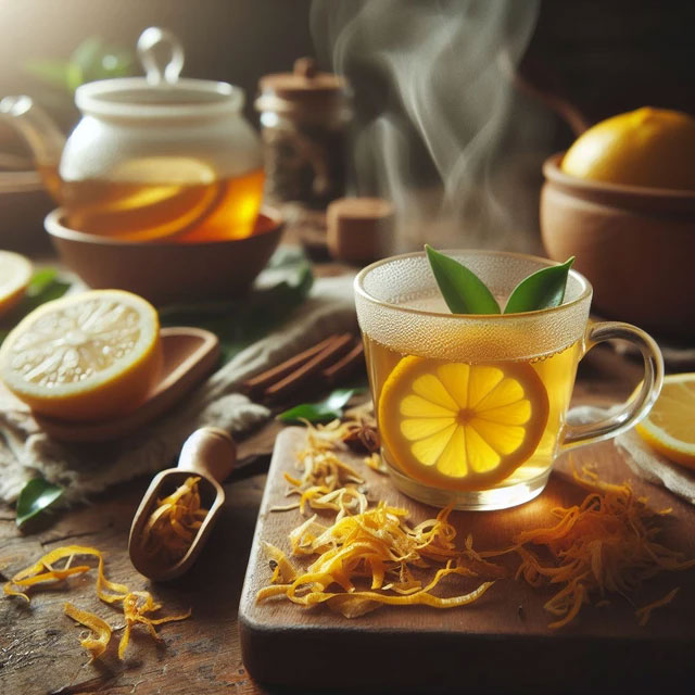 Vỏ cam, quýt tạo hương vị thơm ngon và khiến lợi ích của trà tốt hơn.