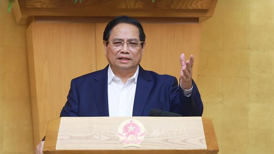Thủ tướng Phạm Minh Chính chủ trì Phiên họp Chính phủ thường kỳ tháng 3 năm 2025. Ảnh: Dương Giang/TTXVN
