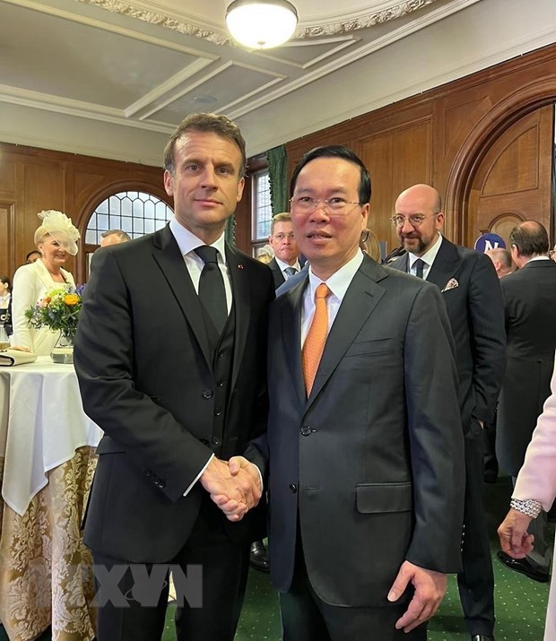 Chủ tịch nước Võ Văn Thưởng gặp Tổng thống Pháp Emmanuel Macron.