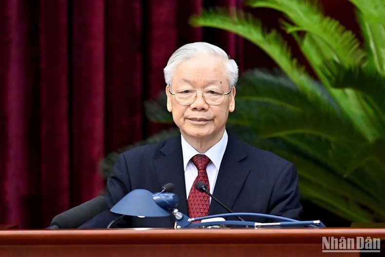 Tổng Bí thư Nguyễn Phú Trọng phát biểu bế mạc hội nghị.