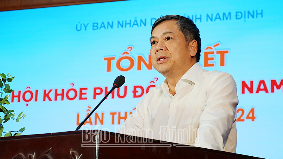 Đồng chí Trần Lê Đoài, TUV, Phó Chủ tịch UBND tỉnh, Trưởng Ban Chỉ đạo HKPĐ tỉnh lần thứ XI năm 2024 phát biểu tại Lễ Bế mạc. 

