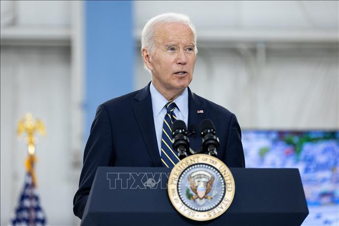 Tổng thống Mỹ Joe Biden phát biểu tại bang Pennsylvania. Ảnh: AFP/TTXVN
