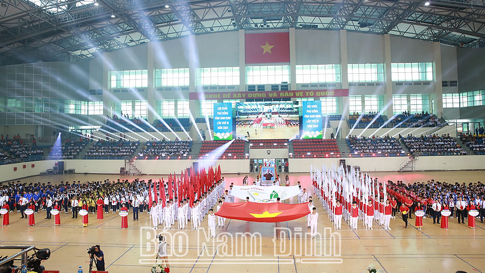 Quang cảnh Lễ khai mạc Hội khoẻ Phù Đổng tỉnh lần thứ XI năm 2024.