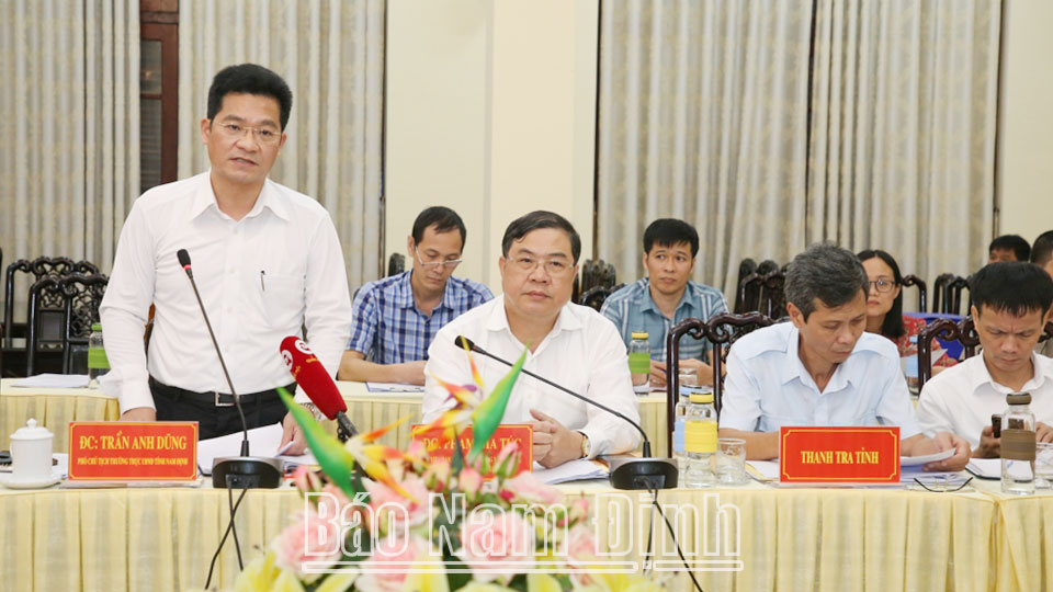 Đồng chí Trần Anh Dũng, Ủy viên Ban TVTU, Phó Chủ tịch Thường trực UBND tỉnh phát biểu tại buổi giám sát. 