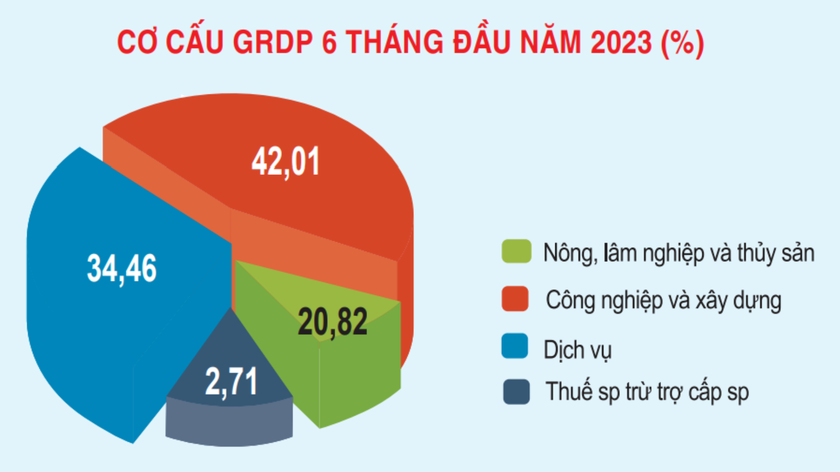 Cơ cấu kinh tế GRDP 6 tháng đầu năm 2023 của Nam Định