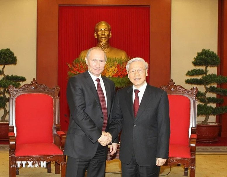 Tổng Bí thư Nguyễn Phú Trọng tiếp Tổng thống Vladimir Putin thăm cấp Nhà nước tới Việt Nam (Hà Nội, 12/11/2013) - Ảnh: TTXVN